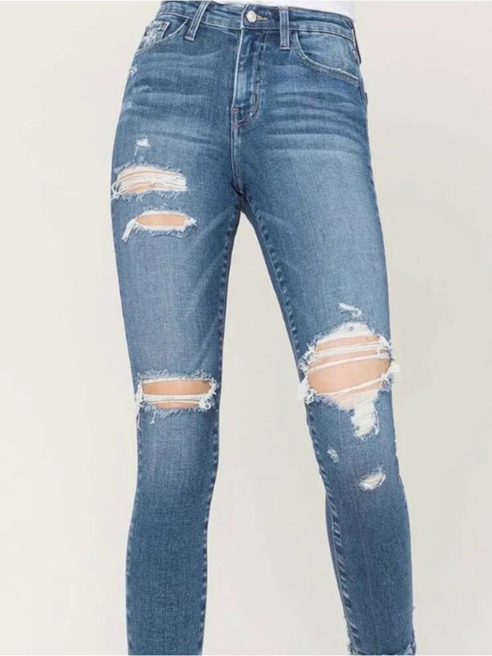 Flying Monkey Distressed High Rise Crop Skinny Jeans Size 28 blue classic